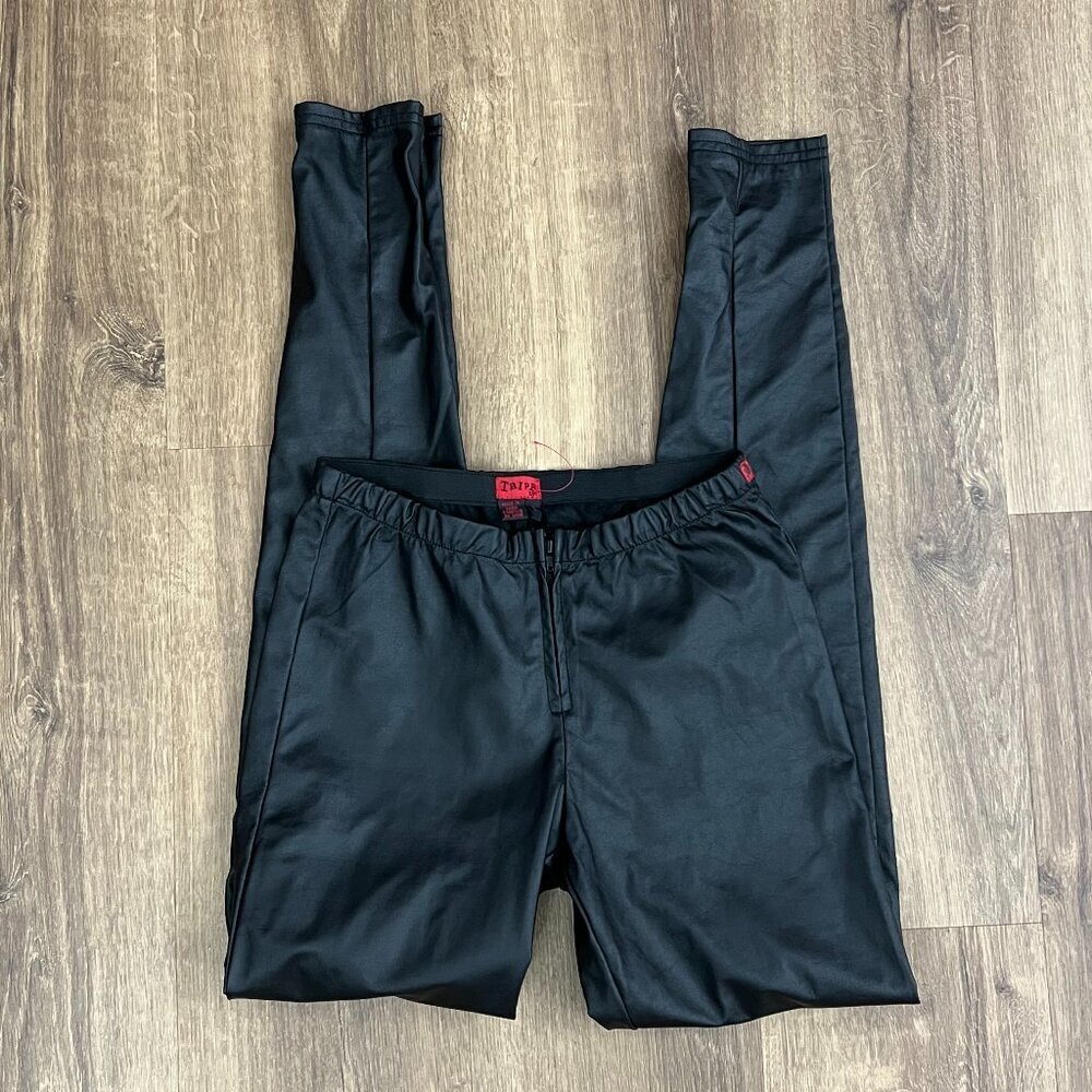 NEW Tripp NYC  Black Faux Leather Gothic Skinny Ankle Zip Pants Sz S